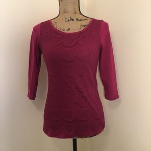 Burgundy Lace front Top by Lauren Conrad